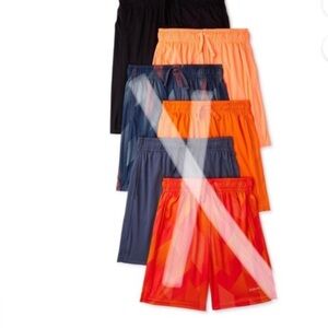 2pk‎ Boys Black & Orange Pull-On athletic moisture wicking performance Shorts XL